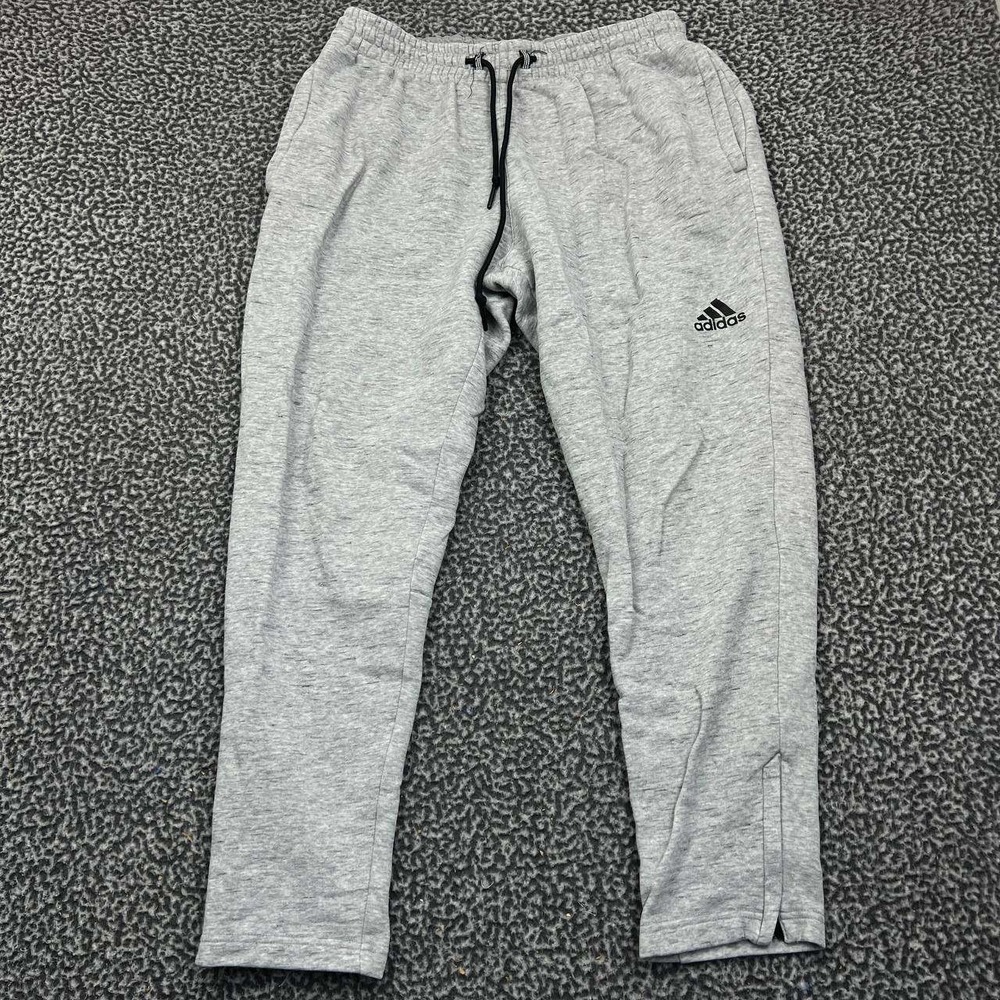 Adidas Sweatpants Men Large Gray Drawstring Pocket Outdoor 32x29